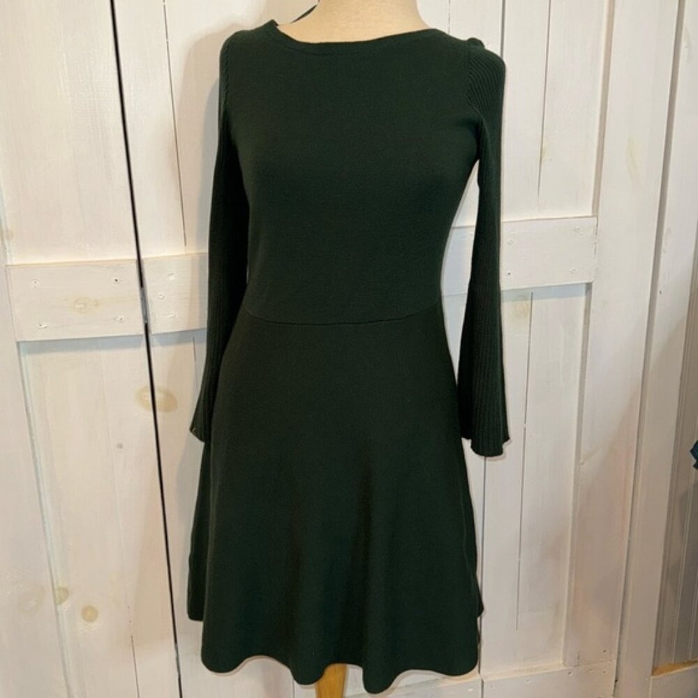 Ann Taylor Emerald Flare Sleeve Sweater Dress